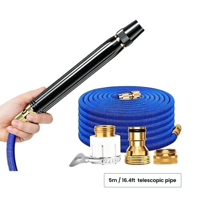 Adjustable Metal Nozzle Garden Hose Sprinkler + 5m / 16.4ft Telescopic Pipe
