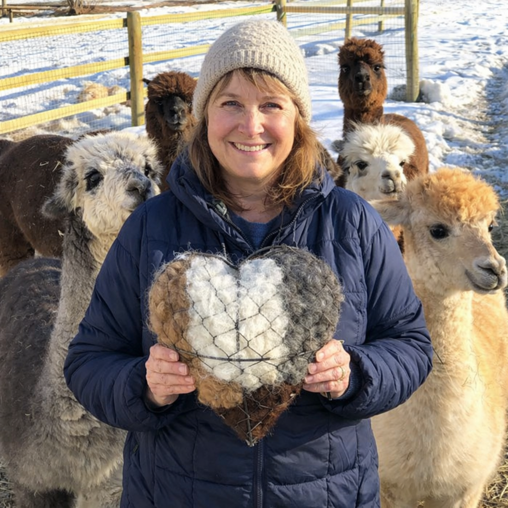Handmade Alpaca Fiber Bird Nesting Heart