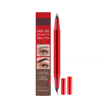 Eyebrow Pen with Dual Brush Tip & Curved Tip - Light Brown